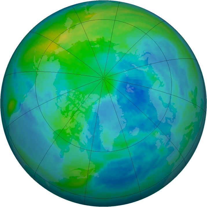Arctic ozone map for 01 October 1992